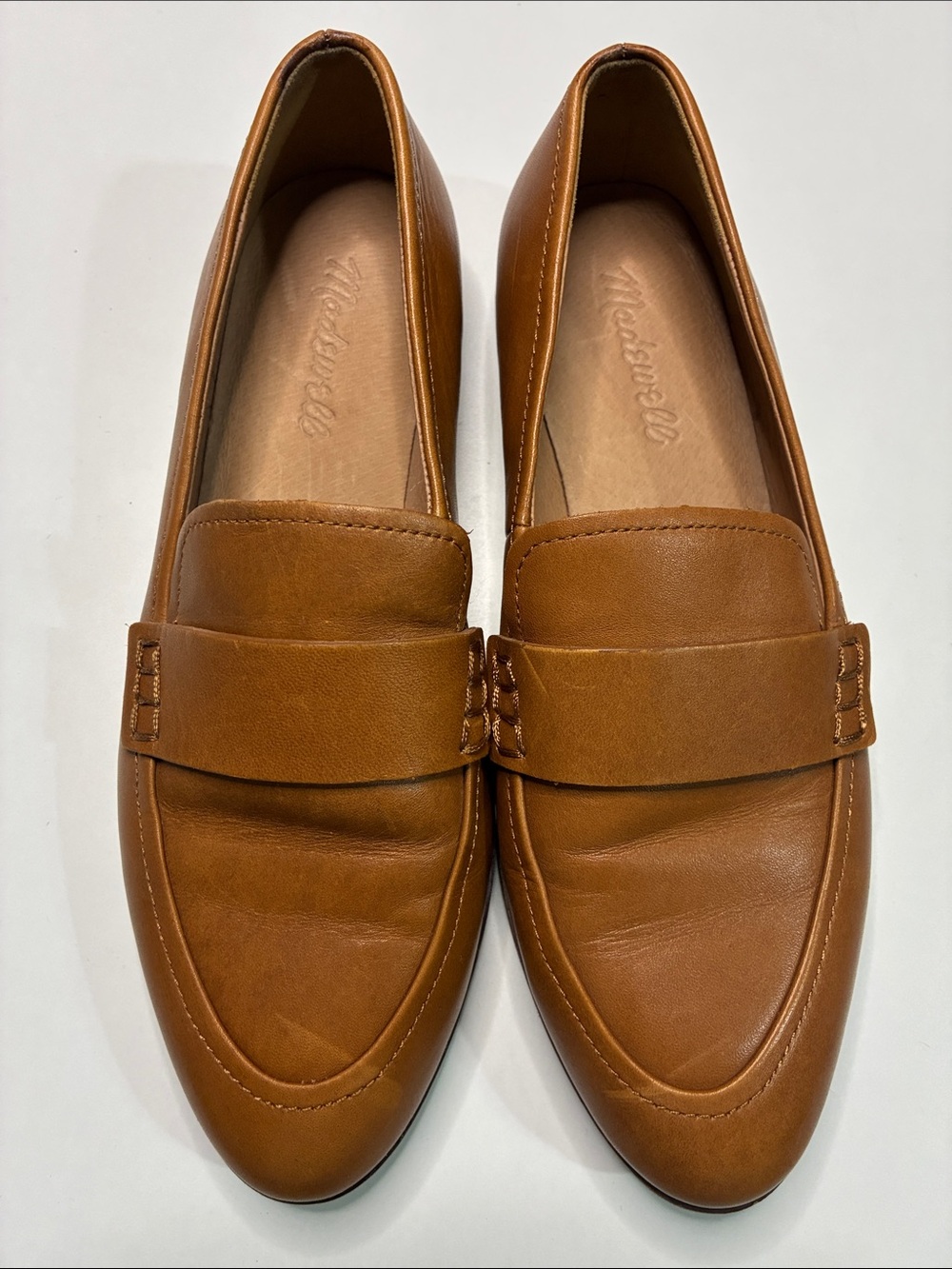 Madewell Cognac Brown Leather Penny Loafers
